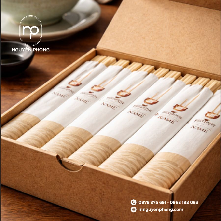 In hộp giấy đựng đũa bắt mắt